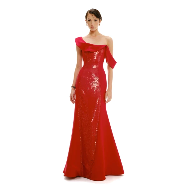Avaro Figlio Draped Shoulder Bustier Maxi Dress, view 2