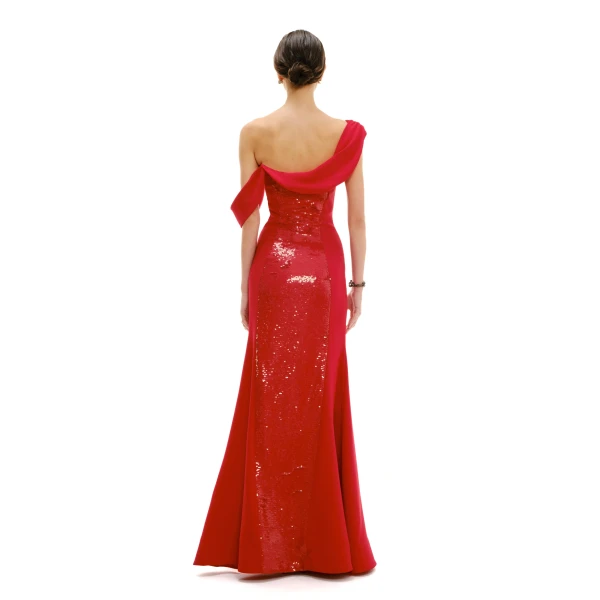 Avaro Figlio Draped Shoulder Bustier Maxi Dress, view 4