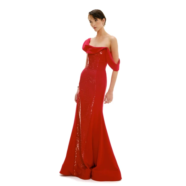 Avaro Figlio Draped Shoulder Bustier Maxi Dress, view 5