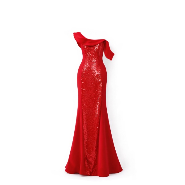 Avaro Figlio Draped Shoulder Bustier Maxi Dress