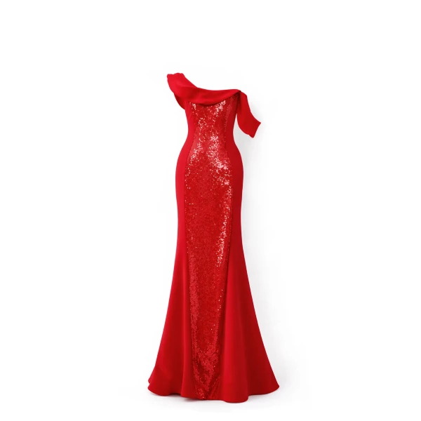 Avaro Figlio Draped Shoulder Bustier Maxi Dress