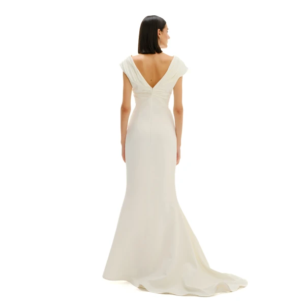 Avaro Figlio Draped V-Neck Maxi Dress With Slit, view 4