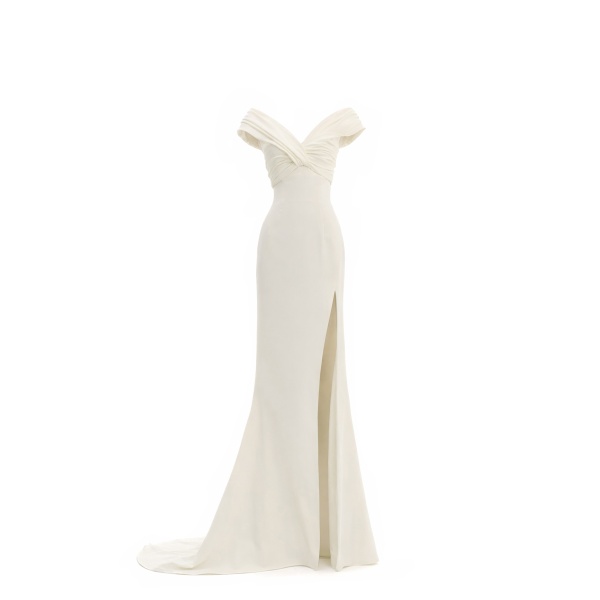 Avaro Figlio Draped V-Neck Maxi Dress With Slit