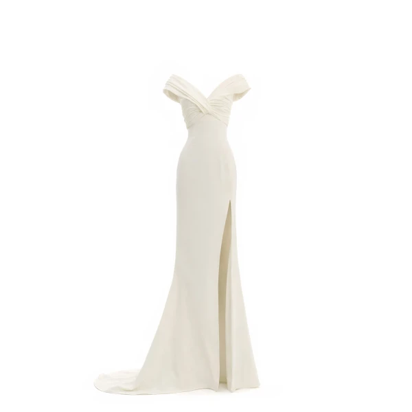 Avaro Figlio Draped V-Neck Maxi Dress With Slit