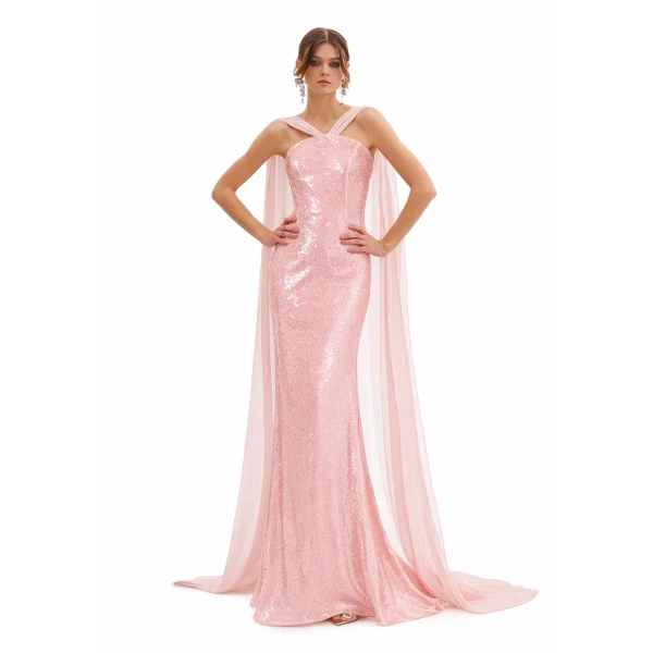 Avaro Figlio Embellished Gown With Ivory Cape Sleeves, view 2