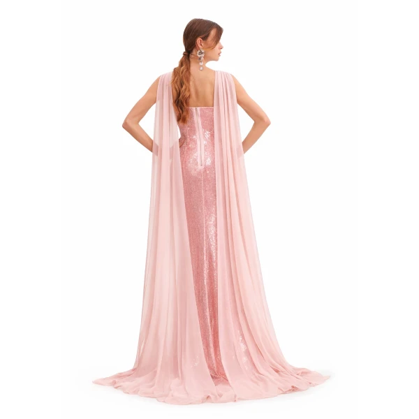 Avaro Figlio Embellished Gown With Ivory Cape Sleeves, view 4