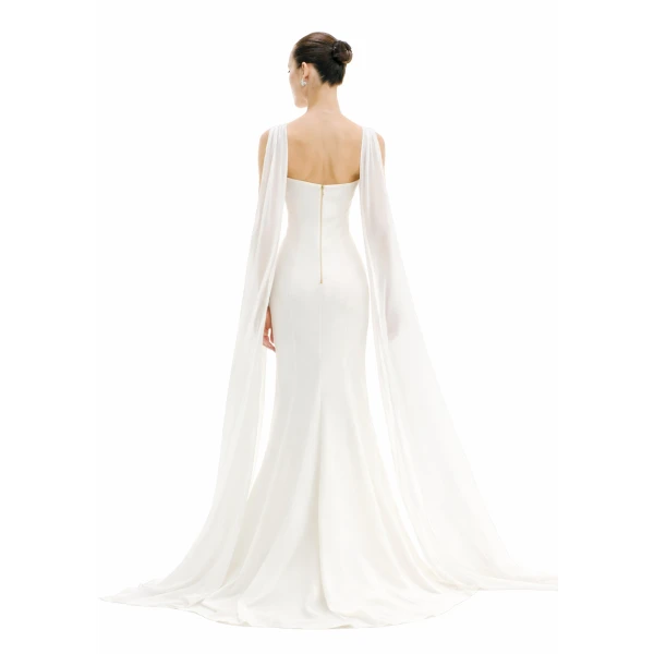 Avaro Figlio High-Low Gown With Flowing Shoulder Ties, view 2