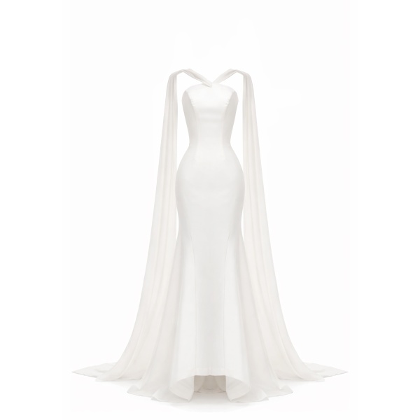 Avaro Figlio High-Low Gown With Flowing Shoulder Ties