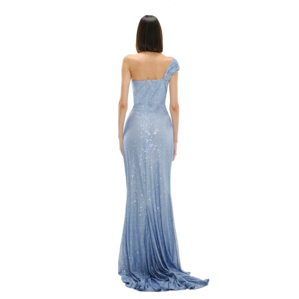 Avaro Figlio Knotted Draped Mono-Shoulder Silhouette Dress, view 4