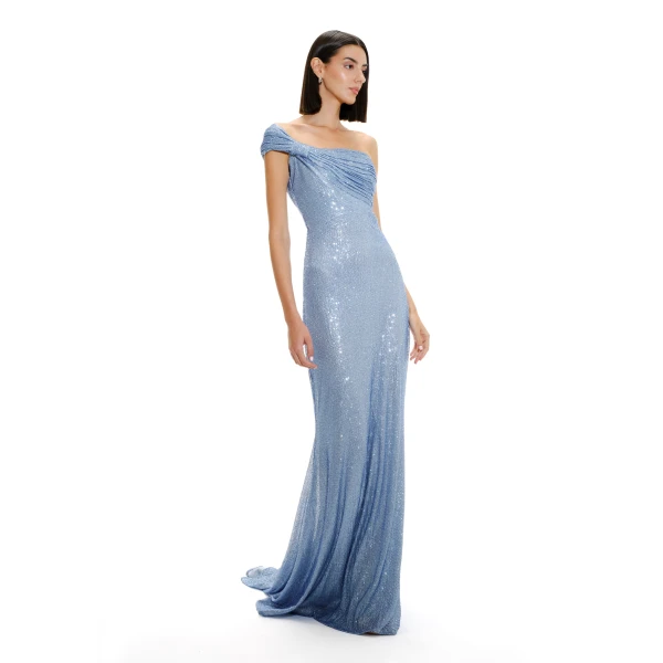 Avaro Figlio Knotted Draped Mono-Shoulder Silhouette Dress, view 5