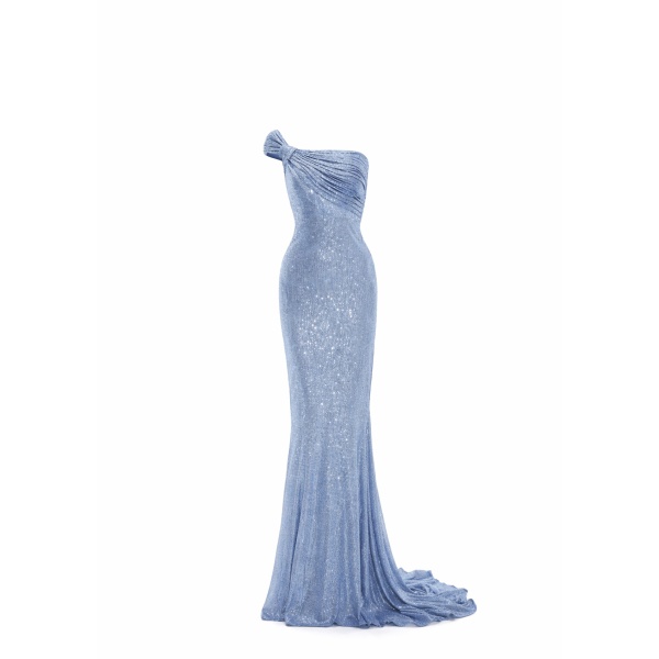 Avaro Figlio Knotted Draped Mono-Shoulder Silhouette Dress