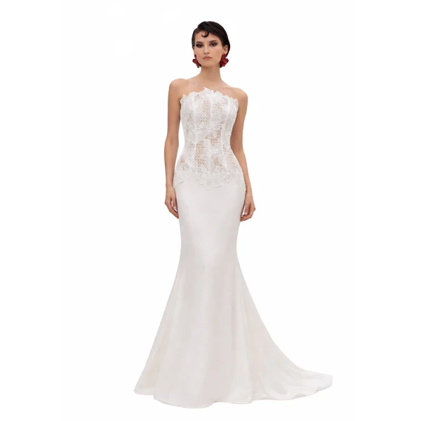 Avaro Figlio Lace-Back Gown With Sheer Corset Bodice, view 2