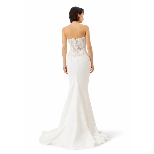 Avaro Figlio Lace-Back Gown With Sheer Corset Bodice, view 4