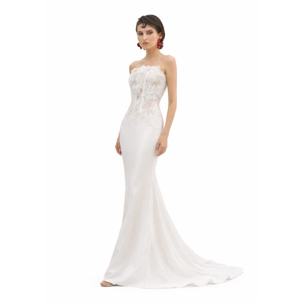 Avaro Figlio Lace-Back Gown With Sheer Corset Bodice, view 5
