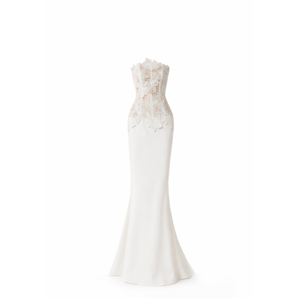 Avaro Figlio Lace-Back Gown With Sheer Corset Bodice