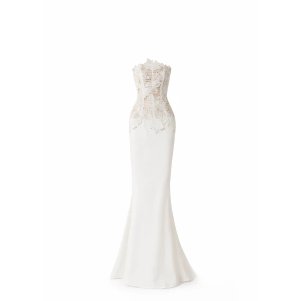 Avaro Figlio Lace-Back Gown With Sheer Corset Bodice