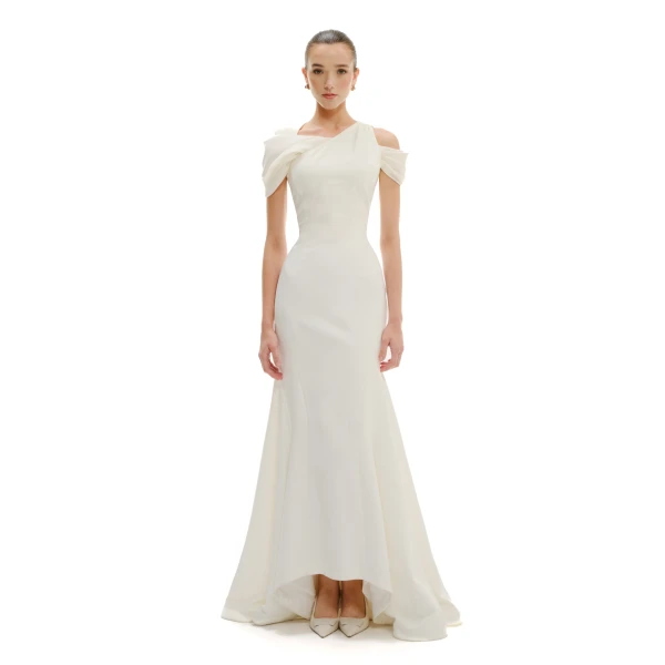 Avaro Figlio Maxi Dress With Draped Shoulder Details, view 2