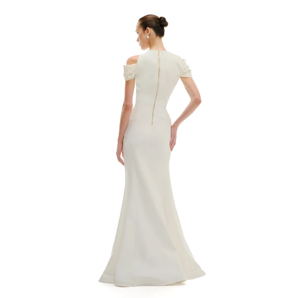 Avaro Figlio Maxi Dress With Draped Shoulder Details, view 5