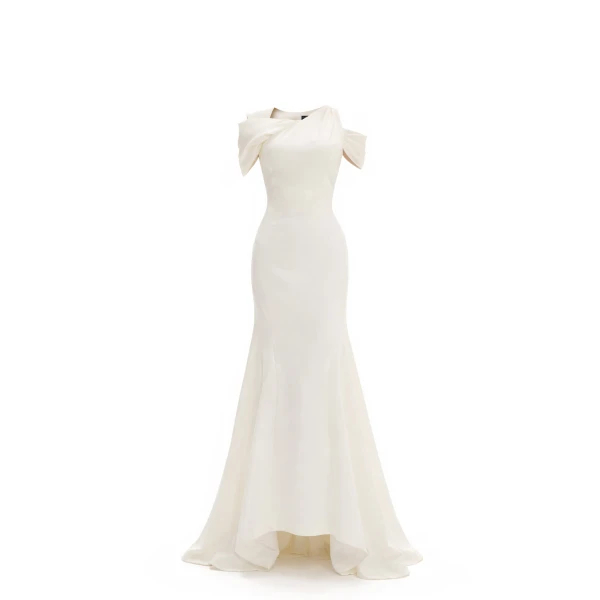 Avaro Figlio Maxi Dress With Draped Shoulder Details