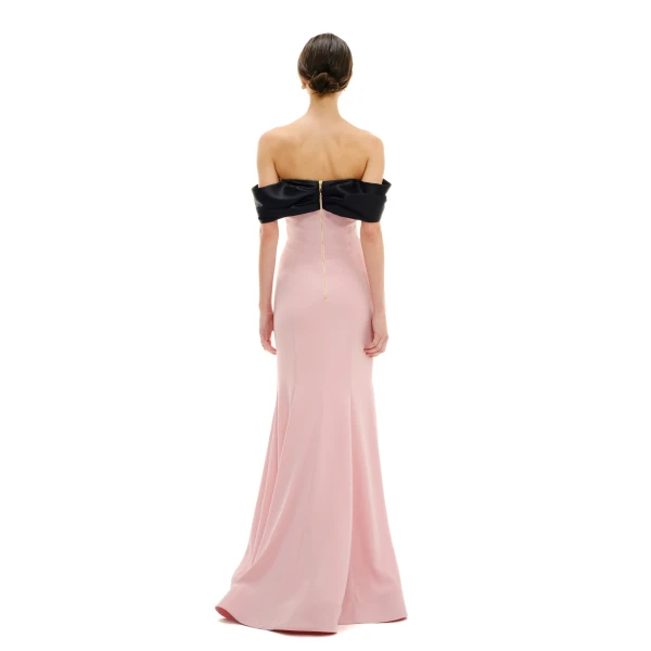 Avaro Figlio Off-Shoulder Gown With Draped Contrast Detail, view 4