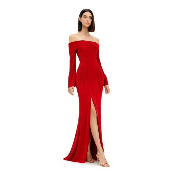 Avaro Figlio Off-Shoulder Long Sleeve Gown, view 2