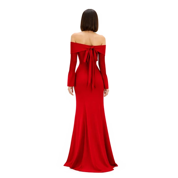 Avaro Figlio Off-Shoulder Long Sleeve Gown, view 4