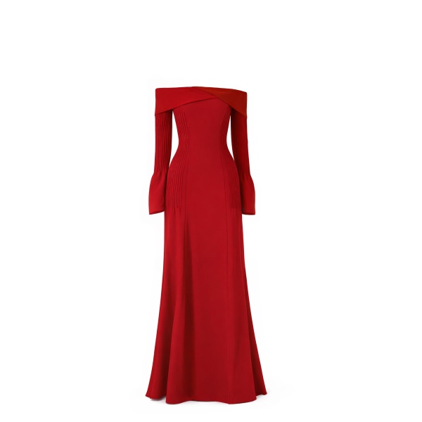 Avaro Figlio Off-Shoulder Long Sleeve Gown