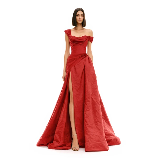 Avaro Figlio One-Shoulder Draped Ball Gown, view 4