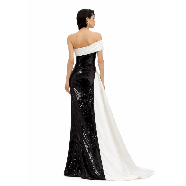Avaro Figlio One-Shoulder Sequin Gown, view 3