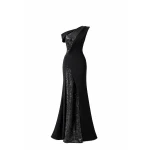Avaro Figlio One-Shoulder Sequin Panel Gown