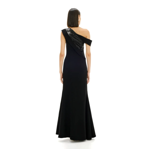 Avaro Figlio One-Shoulder Sequin Panel Gown, view 4