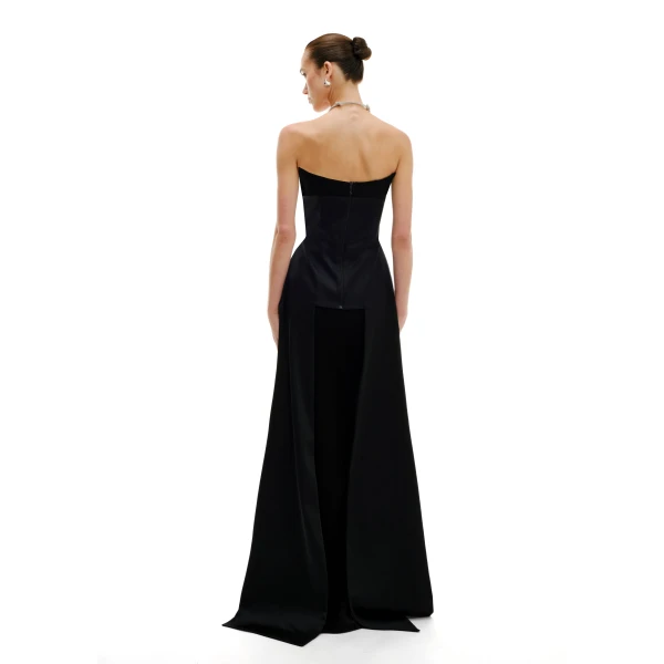Avaro Figlio Peplum Bustier Maxi Dress With Que, view 4