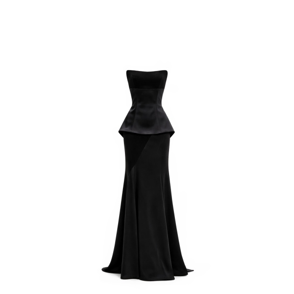 Avaro Figlio Peplum Bustier Maxi Dress With Que