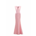 Avaro Figlio Rose Criss-Cross Column Gown