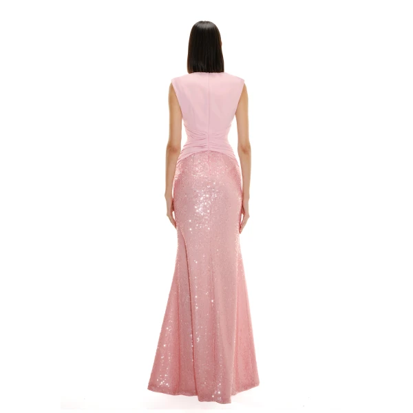 Avaro Figlio Rose Criss-Cross Column Gown, view 4