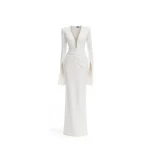 Avaro Figlio Sculpted Plunge Midi Dress
