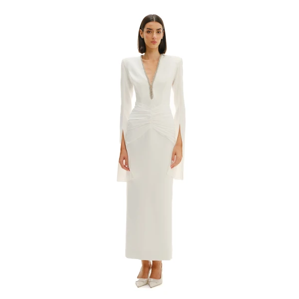 Avaro Figlio Sculpted Plunge Midi Dress, view 3
