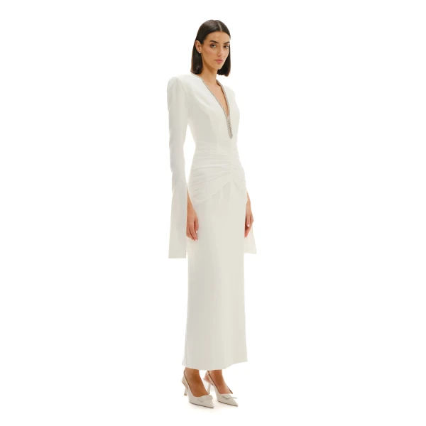Avaro Figlio Sculpted Plunge Midi Dress, view 5