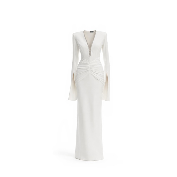 Avaro Figlio Sculpted Plunge Midi Dress