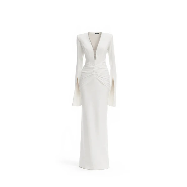 Avaro Figlio Sculpted Plunge Midi Dress