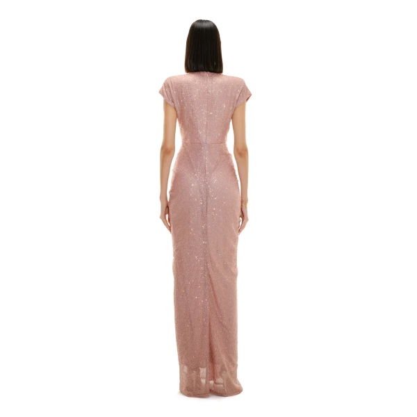 Avaro Figlio Sculpted Plunge Pleated Maxi Dress, view 4