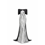 Avaro Figlio Sequin Gown With Bow Sleeves
