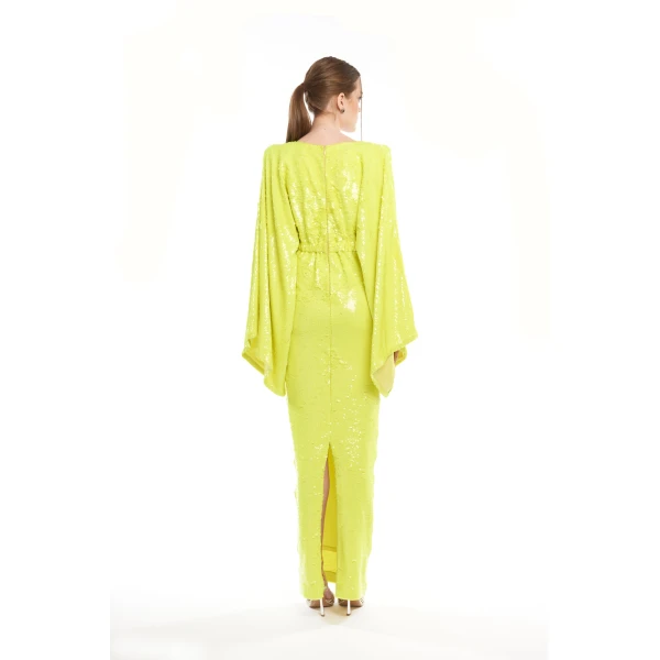 Avaro Figlio Sequins Long Dress With Kimono Arms, view 4