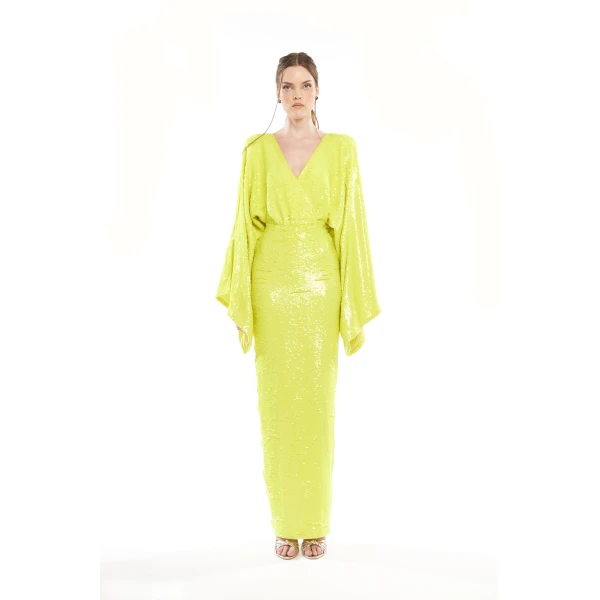 Avaro Figlio Sequins Long Dress With Kimono Arms, view 5