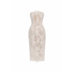 Avaro Figlio Sheer Mist Structured Midi Dress