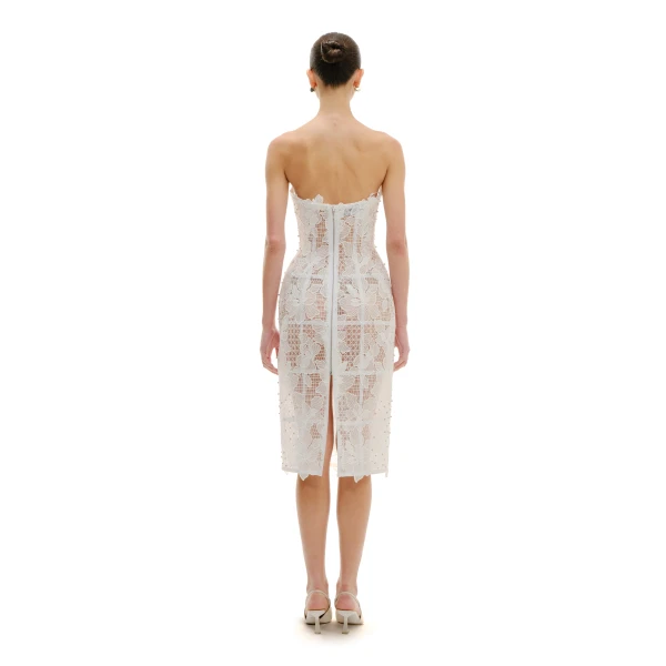 Avaro Figlio Sheer Mist Structured Midi Dress, view 4