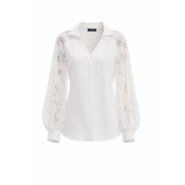 Avaro Figlio Shirt With Lace Inserts And Juliet Sleeves