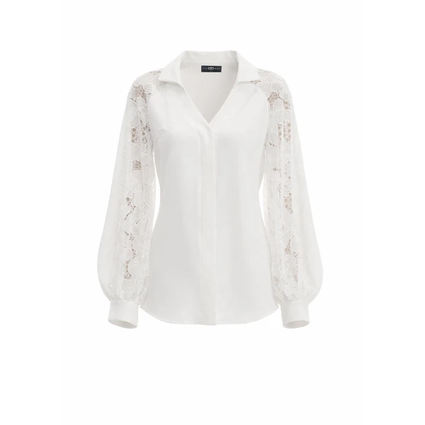 Avaro Figlio Shirt With Lace Inserts And Juliet Sleeves