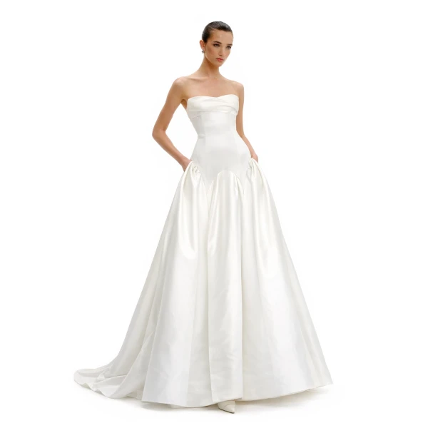 Avaro Figlio Strapless Ball Gown With Voluminous Skirt, view 4
