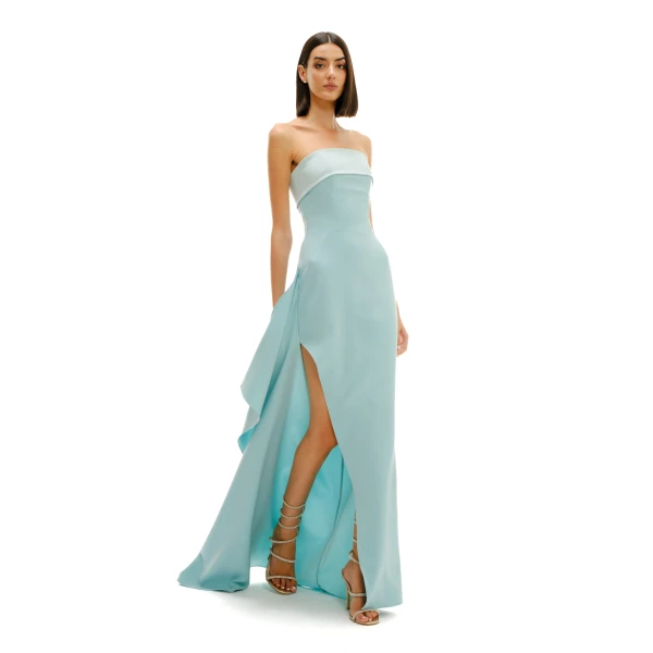 Avaro Figlio Strapless Bustier Maxi Dress With Slit, view 4
